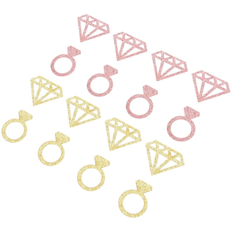 Wedding Confetti Glitter Table Decorations 4 Packs Gold Rose Gold Diamond Ring Shape - Image 2