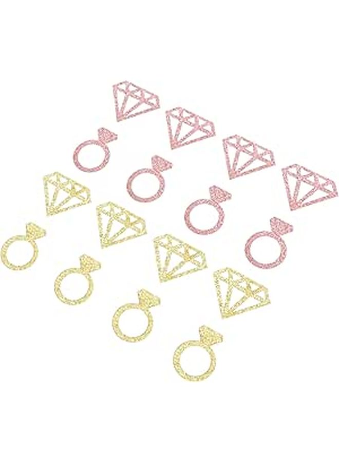 Wedding Confetti Glitter Table Decorations 4 Packs Gold Rose Gold Diamond Ring Shape - Image 1