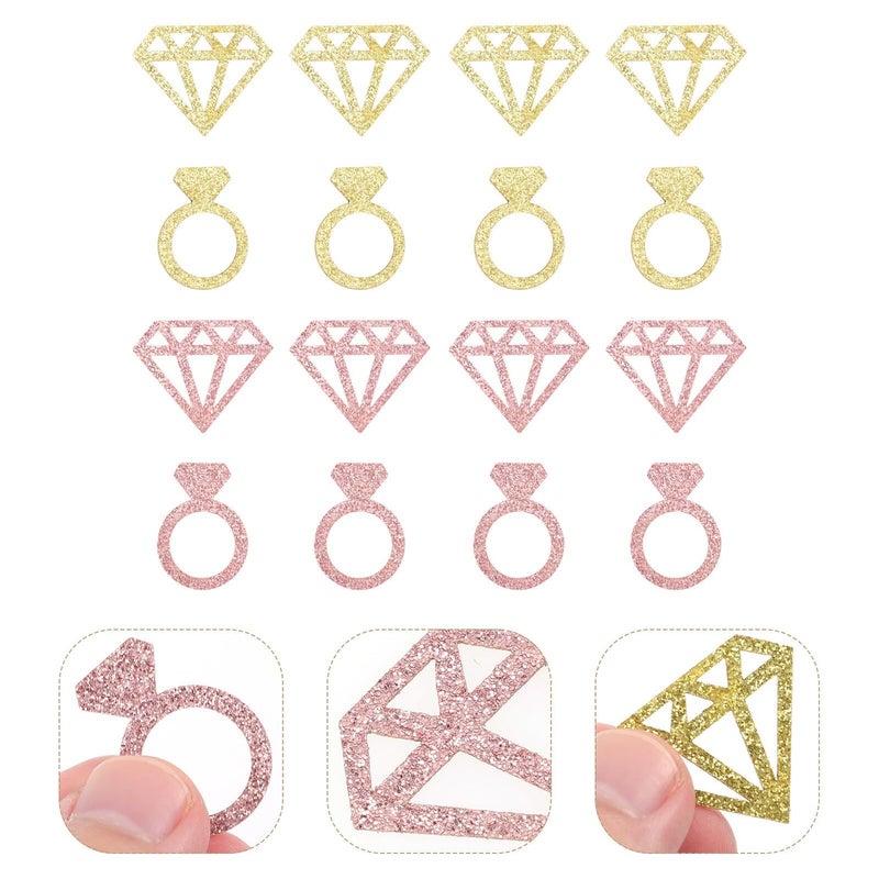 Wedding Confetti Glitter Table Decorations 4 Packs Gold Rose Gold Diamond Ring Shape - Image 5