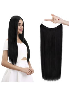 REECHO REECHO Invisible Wire Hair Extensions with Transparent Headband Adjustable Size Removable Secure Clips in Straight Secret Hairpiece for Women 24 Inch Pack of 1 Natural Black 