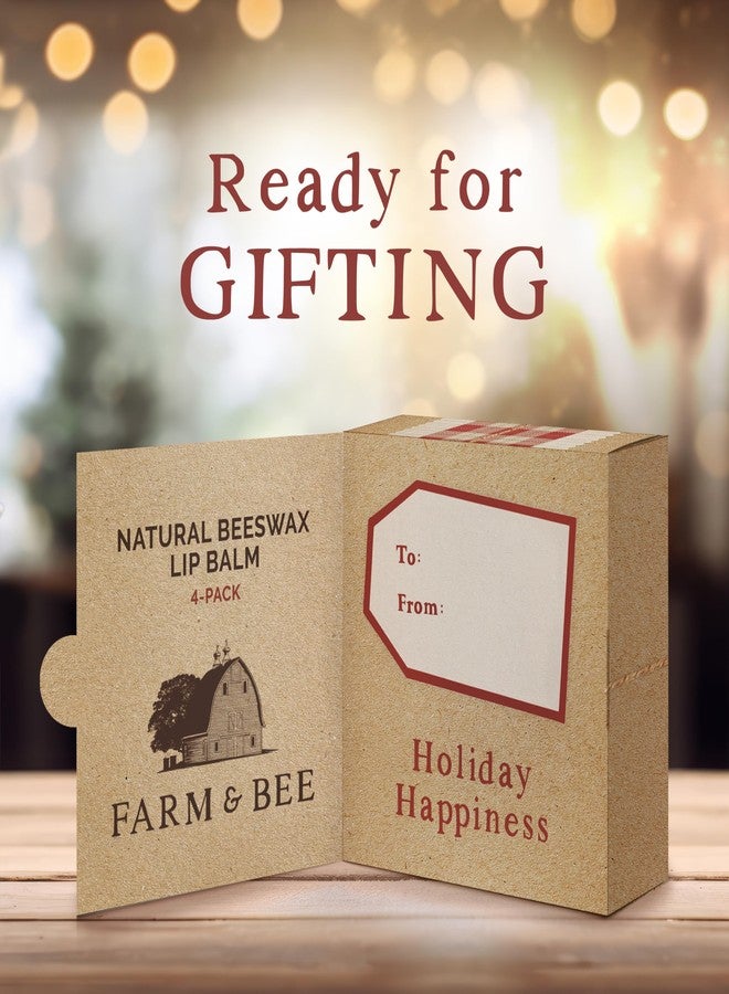 Farm & Bee بلسم شفاه طبيعي - هدية صغيرة - مجموعة 4 هدايا للنساء والرجال - مكونات عضوية وطبيعية - مرطب شفاه - فكرة هدية رائعة للنساء والرجال والأولاد والبنات - 0.15 أونصة (عبوة من 4) - Image 2