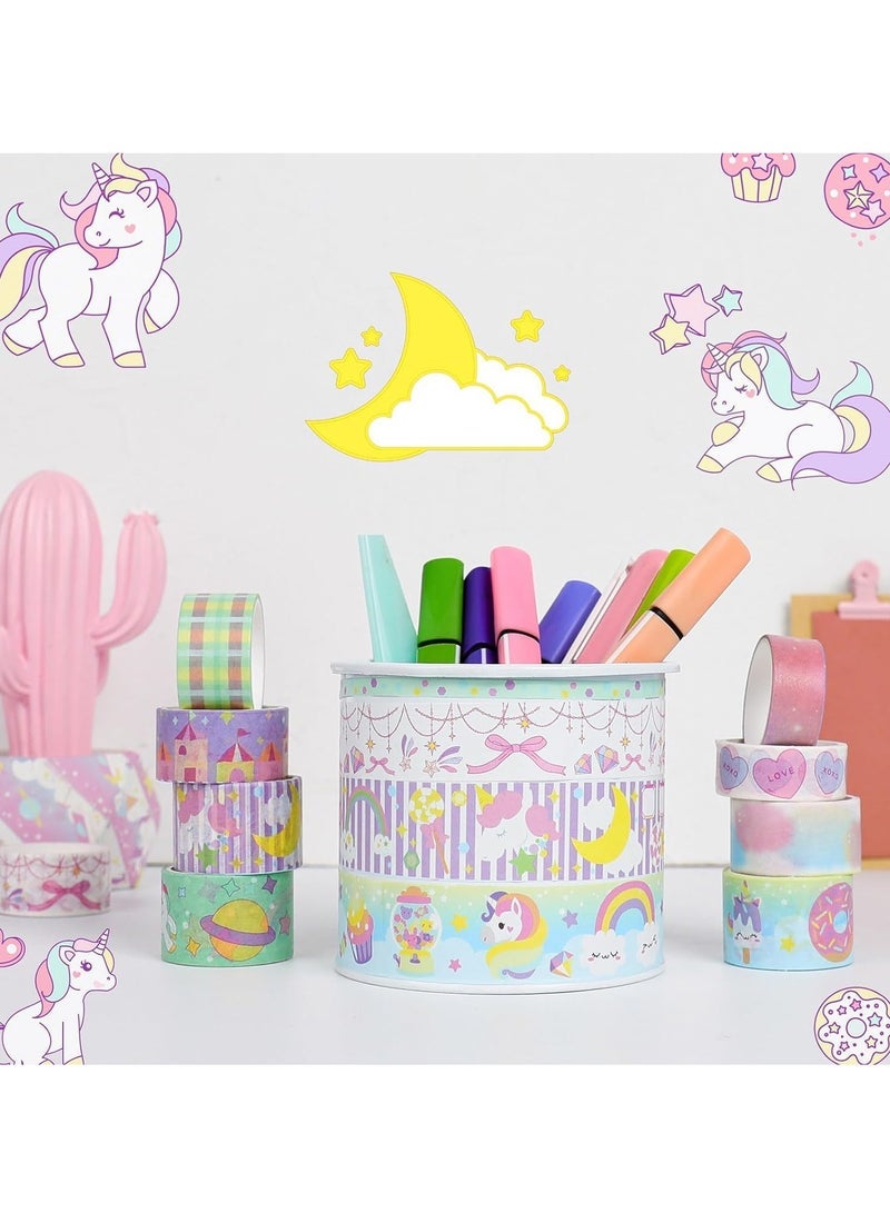 Washi Tape Set - 20 Rolls of Kawaii Decorative Tape Set with Rainbow, Castle, Star, Perfect for Bullet Journal, DIY Crafts, Planner, Scrapbook, Gift Packaging - Image 4