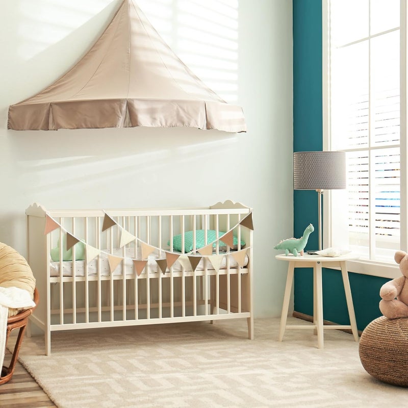 Oudain 2 Pcs Pennant Banner Flags Nursery Garland Triangle Bunting Flags Playroom Wall Decor Banner for Nursery Baby Shower Birthday Boho Wedding Party Event, Each 7.75 ft(Khaki Colors) - Image 5