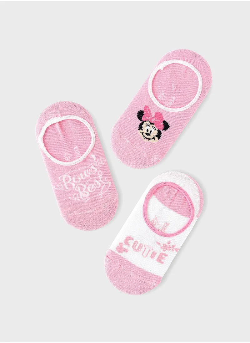 Disney Kids 3 Pack Minnie Mouse No Show Socks