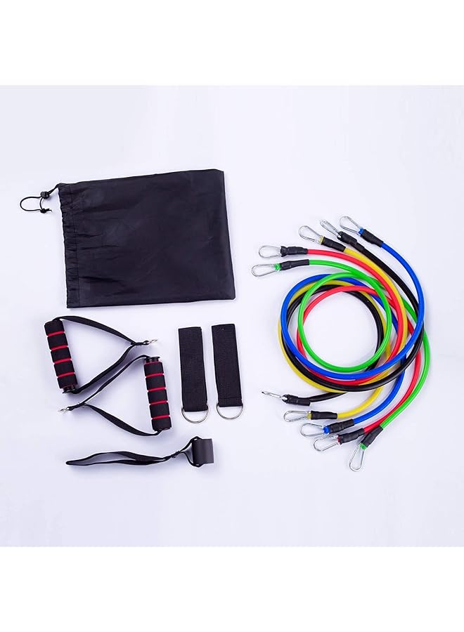 Marshal Fitness Multi Function Resistance Stackable Exercise Band Set with Legs Ankle Straps (11 Pieces) - Image 3