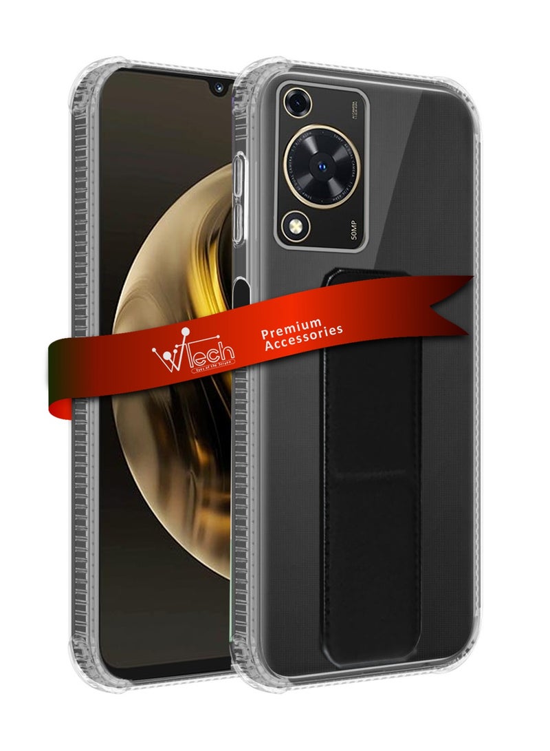 دبليو تيك غطاء وسادة هوائية بمقبض يدوي من مادة TPU لهاتف هواوي نوفا Y72 4G 2024 شفاف/أسود - Image 1