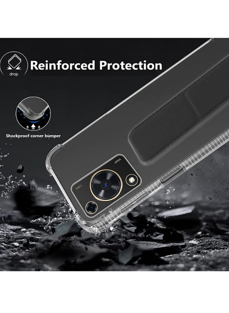 دبليو تيك غطاء وسادة هوائية بمقبض يدوي من مادة TPU لهاتف هواوي نوفا Y72 4G 2024 شفاف/أسود - Image 4