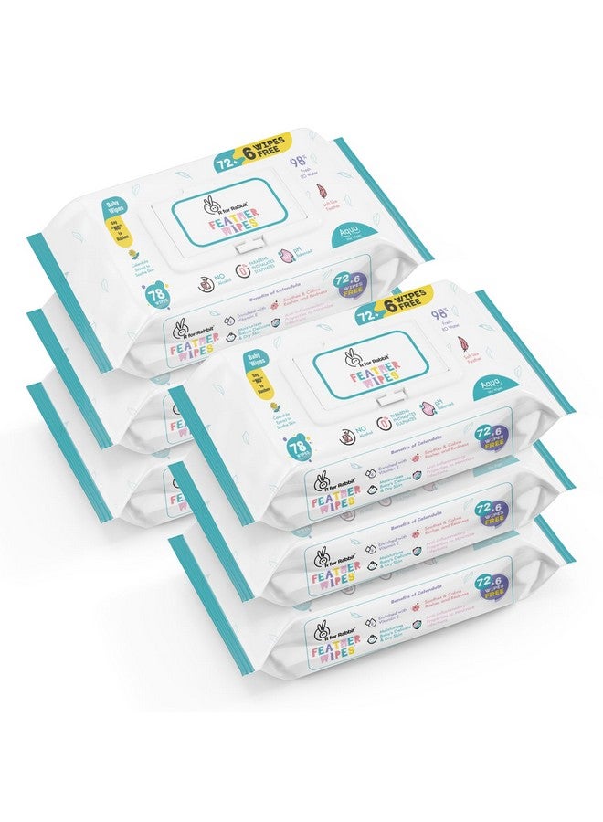 أر فور رابيت مجموعة مناديل الأطفال فيذر أكوا كومبو من 468 وحدة | مناديل مبللة نقية للأطفال مع غطاء (مجموعة من 6 عبوات) - Image 1