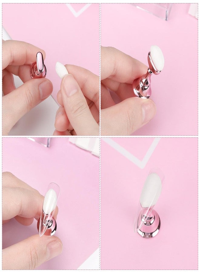 Etercycle Acrylic Nail Display Stand DIY Nail Crystal Holder Magnetic Practice Stands with Reusable Adhesive Putty Clay for False Nail Tip Manicure Tool (Pink) - Image 3