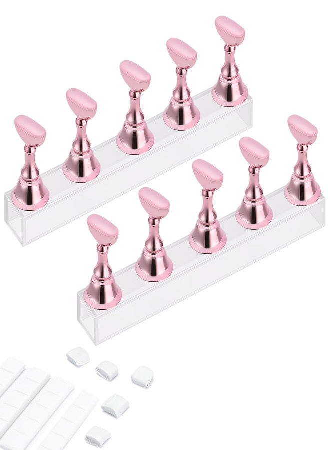 Etercycle Acrylic Nail Display Stand DIY Nail Crystal Holder Magnetic Practice Stands with Reusable Adhesive Putty Clay for False Nail Tip Manicure Tool (Pink) - Image 1