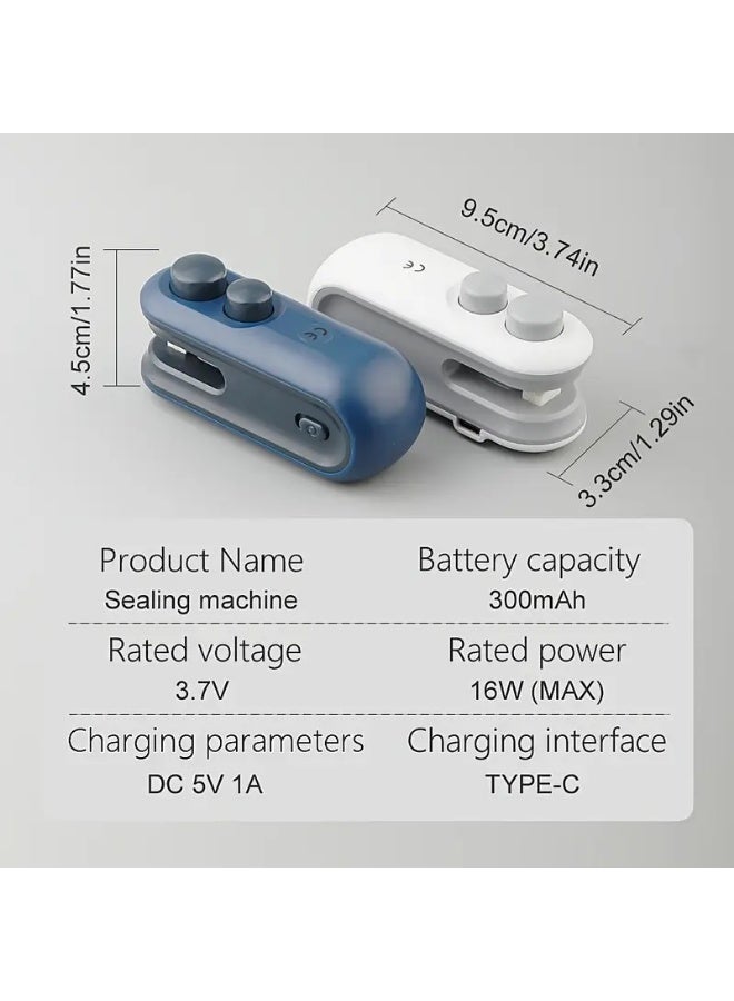 1 جهاز إغلاق أكياس الوجبات الخفيفة، مزود ببطارية USB قابلة للشحن ومغناطيسية، جهاز إغلاق صغير محمول، مناسب للاستخدام في النزهات والسفر، جهاز إغلاق بلاستيكي يدوي بالضغط، أداة سحرية لإغلاق الأكياس، مناسب لأكياس رقائق البطاطس، أكياس البسكويت، أكياس الوجبات الخفيفة وغيرها، قابل لإعادة الإغلاق، مزود بكابل شحن، مناسب للاستخدام المنزلي والسفر. - Image 2