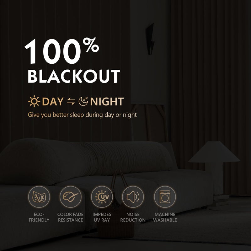 FMFUNCTEX 100% Brown Blackout Curtains for Bedroom, Solid Weave Textured Geometric Weave Curtains 84 Inches Long Thermal Insulated Curtains Living Room, Black Out Drapery Grommet 2 Panels - Image 3