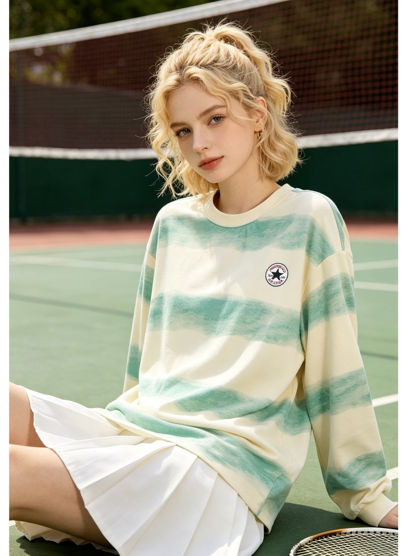 CONVERSE Men's and women's tie-dyed striped long-sleeved pullover tops - Image 2