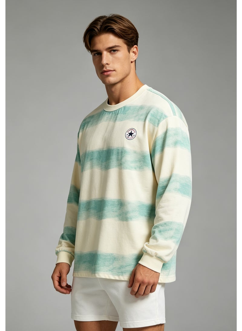 CONVERSE Men's and women's tie-dyed striped long-sleeved pullover tops - Image 5