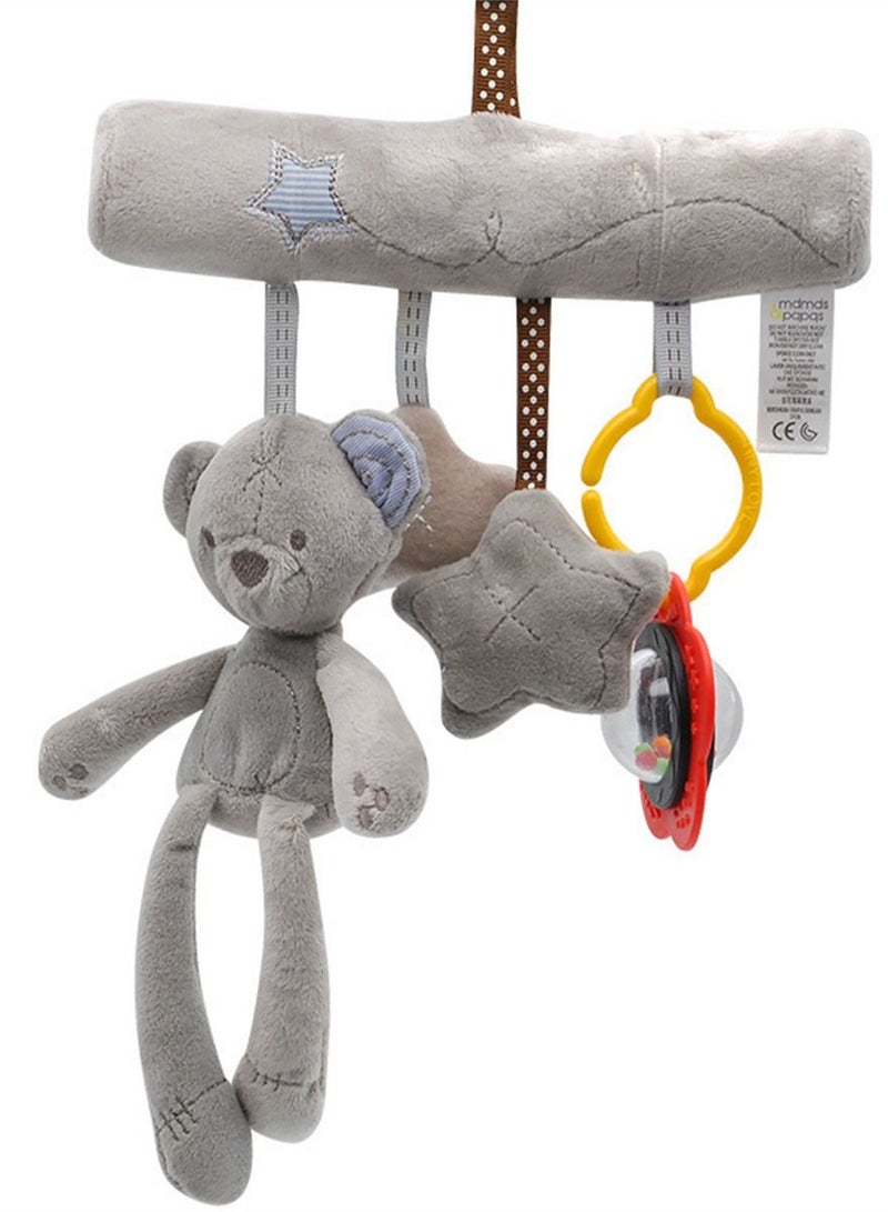 Loquat Baby New Children's Plush Bear Car Hanging with Music Bed Hanging Around Car Hanging Toys  21*33cm - Image 1