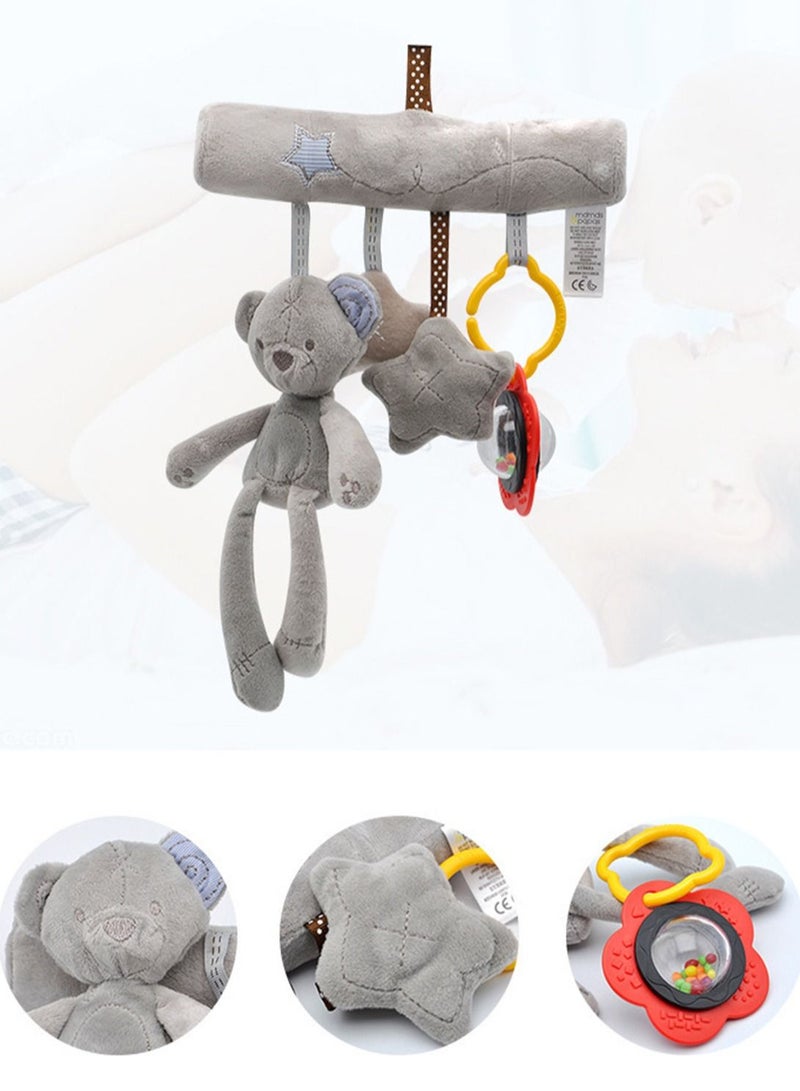 Loquat Baby New Children's Plush Bear Car Hanging with Music Bed Hanging Around Car Hanging Toys  21*33cm - Image 3