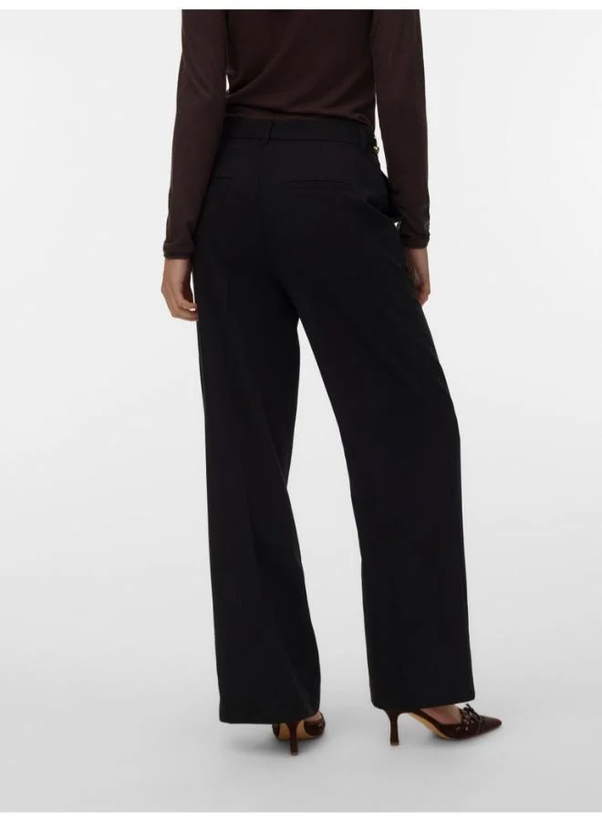 Vero Moda Vmreese Mid Waist Gold Detail Wide Leg Pant