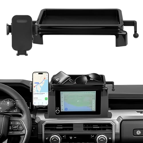 FETUSI Car Phone Holder Compatible with Toyota Tacoma 2024 2025 Accessories 8-Inch Screen Fixed Clip, Cell Phone Mount with Dash Organizer Center Console Tray Hands-Free 360° Rotation - Image 1