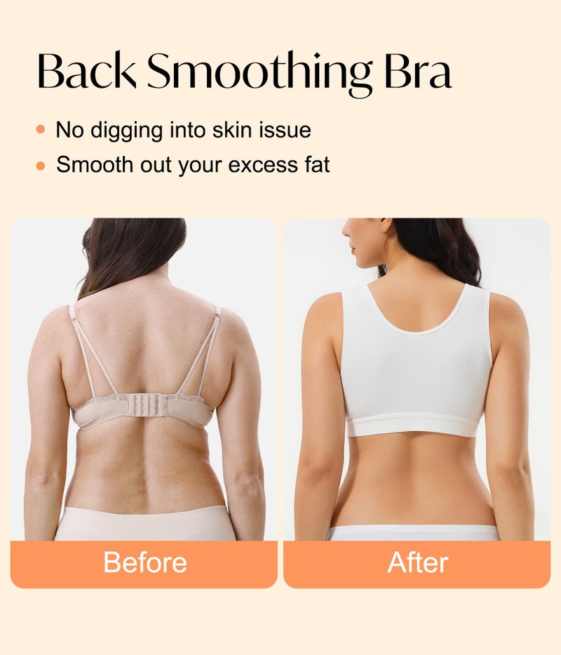 CYDREAM Zip Front Closure Wireless Bras for Women Full Coverage Post Surgery Compression Back Smoothing Comfort Adjustable (US, Alpha, Medium, Regular, Regular, White) - Image 3