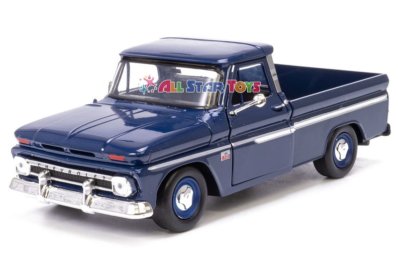 Chevrolet MotorMax 1966 Chevy C10 Fleetside Pickup 1/24 Scale Diecast Metal Truck, Dark Blue - Image 2