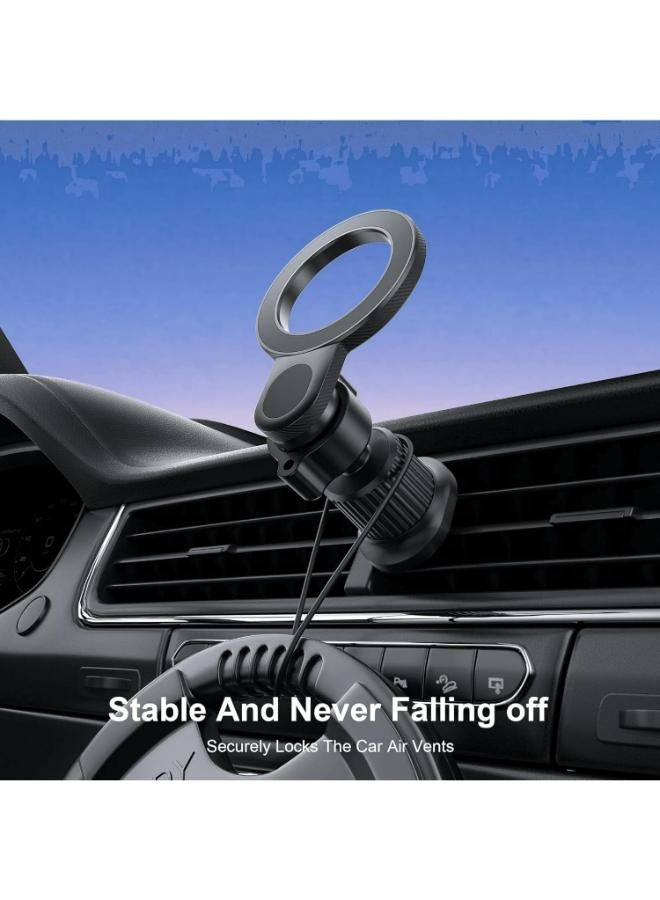 دبليو اي دبليو يو Wiwu Wi-W051 Mago Series Magsafe Car Mount for iPhone (MagSafe & others with metal plates) Samsung Galaxy, OnePlus, Xiaomi, Google Pixel Other Android smartphonesiPhone (MagSafe & others with metal plates) Samsung Galaxy, OnePlus, Xiaomi, Google Pixel Other Android smartphones Black - Image 2