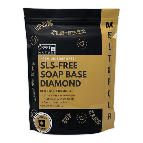Craft & Nature 4 LB SLS-Free SLES-Free Unscented Ultra Clear Diamond Moisturizing Glycerin Melt And Pour Soap Base for Soap Making - Image 1