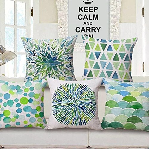 AEROHAVEN™ Set of 5 Decorative Hand Made Velvet Throw/Pillow Cushion Covers - CC-44 - (Sea Green, 24 Inch x 24 Inch) - Image 2
