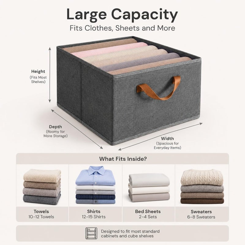 MIANQI Storage Bins 4 Pack Foldable Closet Organizer | Large capacity boxes for clothes sheets toys books shelves bedroom wardrobe and nursery organisation - Image 3