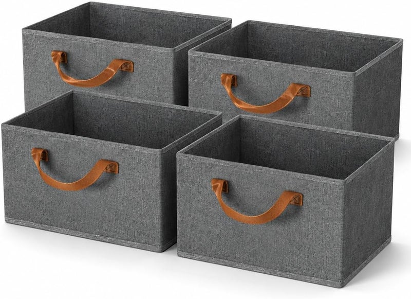 MIANQI Storage Bins 4 Pack Foldable Closet Organizer | Large capacity boxes for clothes sheets toys books shelves bedroom wardrobe and nursery organisation - Image 1