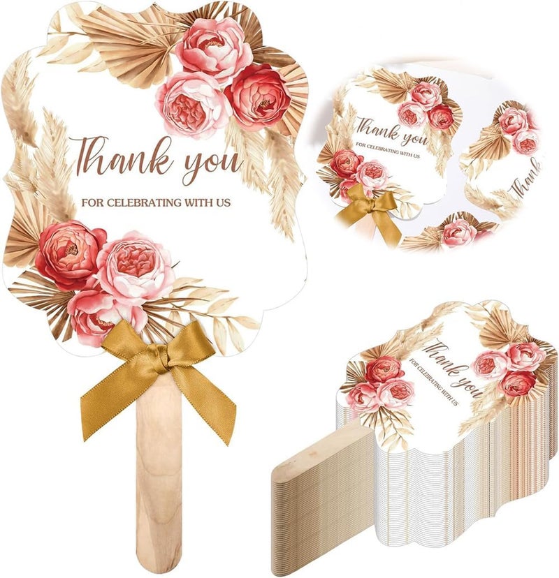 Luckam Wedding Fans for Guests, Handheld Folded Fans, Baby Shower Favors, Bridal Bridesmaid Gift, Church Dancing Party Supplies, 50 PCS - Image 1