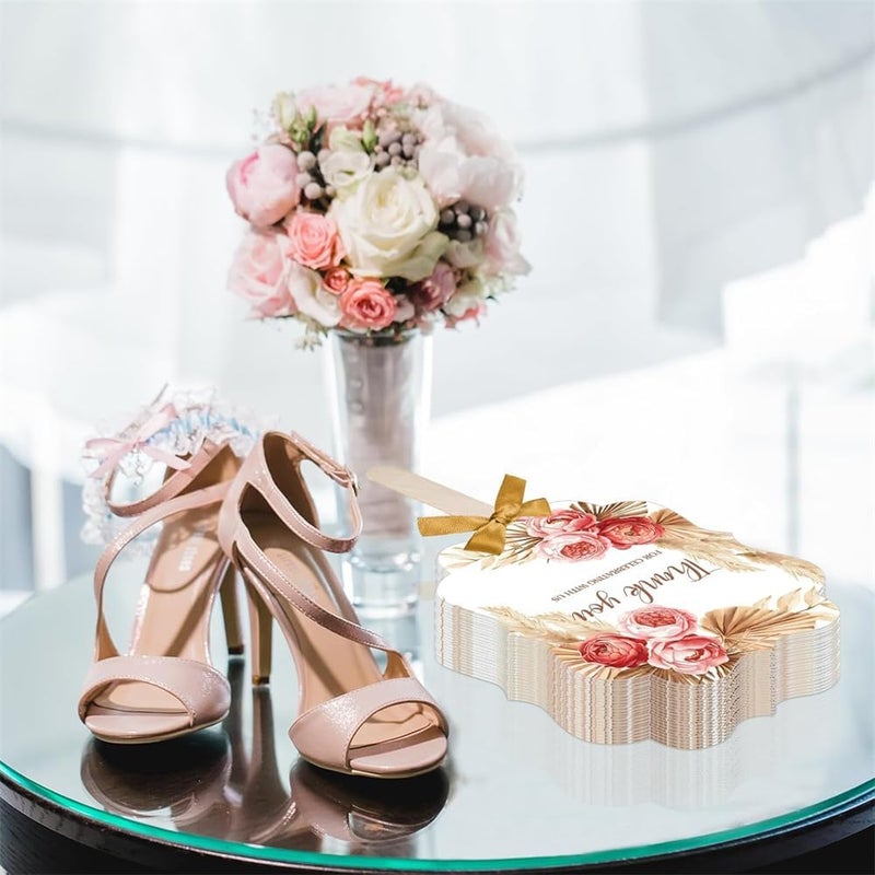 Luckam Wedding Fans for Guests, Handheld Folded Fans, Baby Shower Favors, Bridal Bridesmaid Gift, Church Dancing Party Supplies, 50 PCS - Image 5