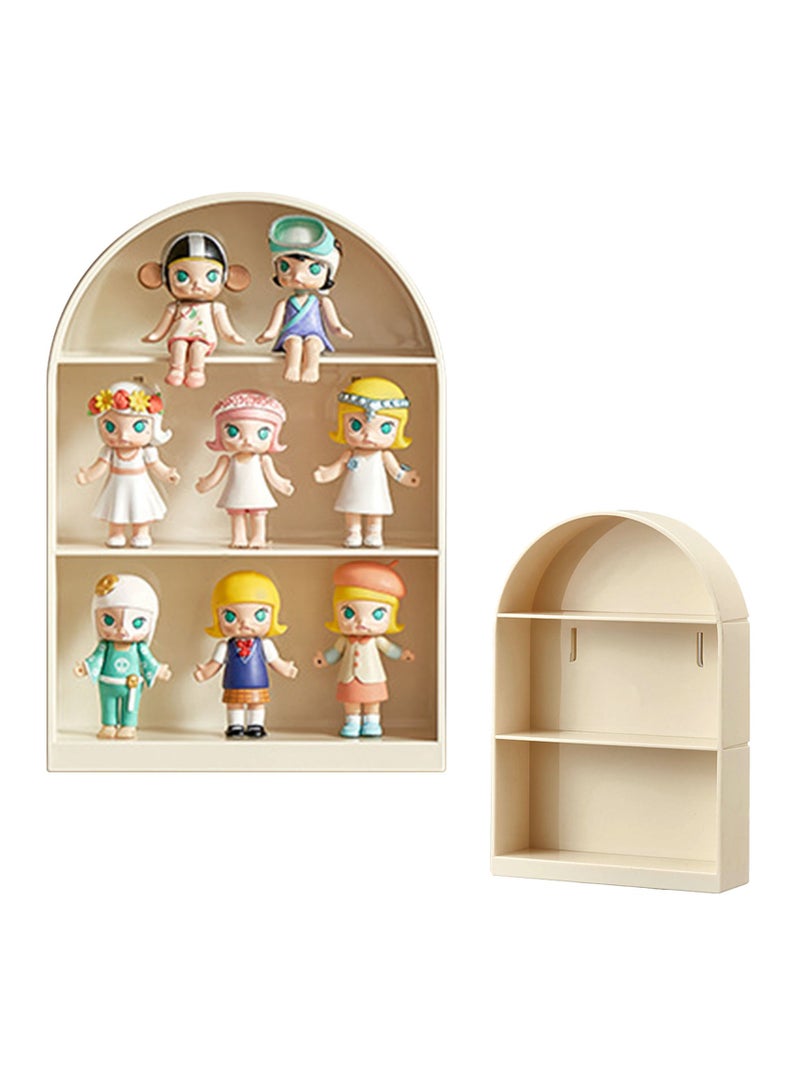 Hihonor Triple Wall Mounted Plastic Character Display Cabinet*2,Toy Window Display Case,Bedroom, Study, Living Room Wall Mounted Closet, White - Image 1