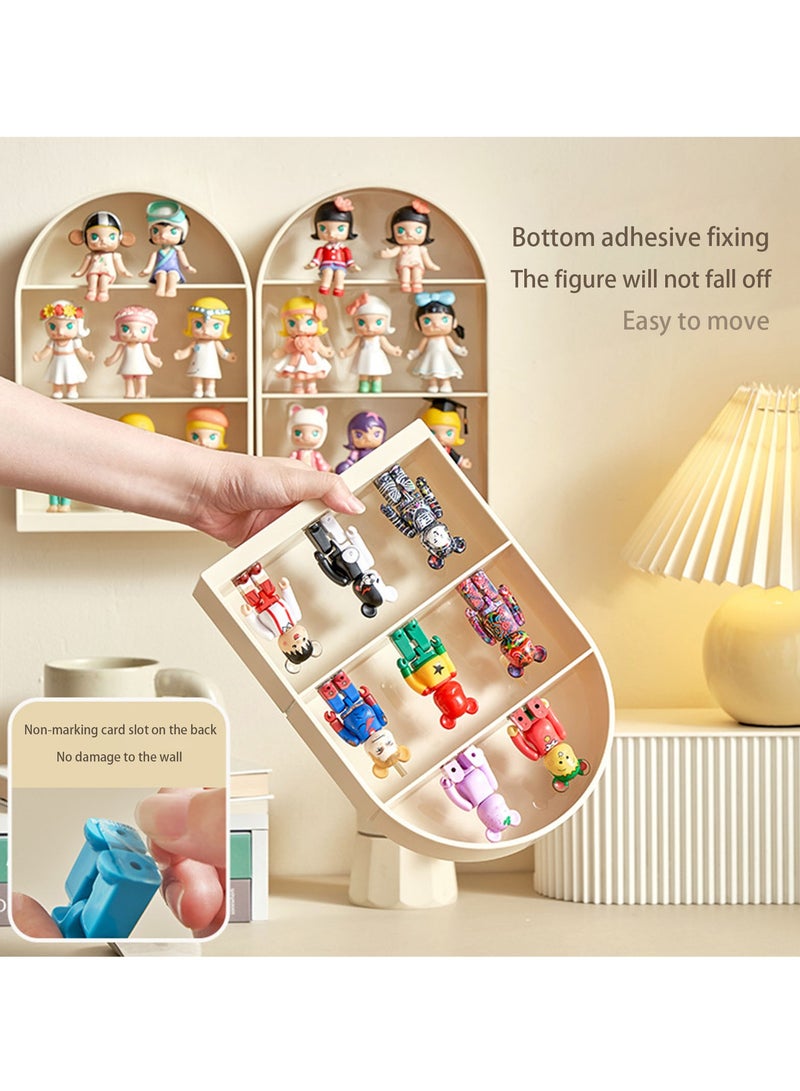 Hihonor Triple Wall Mounted Plastic Character Display Cabinet*2,Toy Window Display Case,Bedroom, Study, Living Room Wall Mounted Closet, White - Image 2