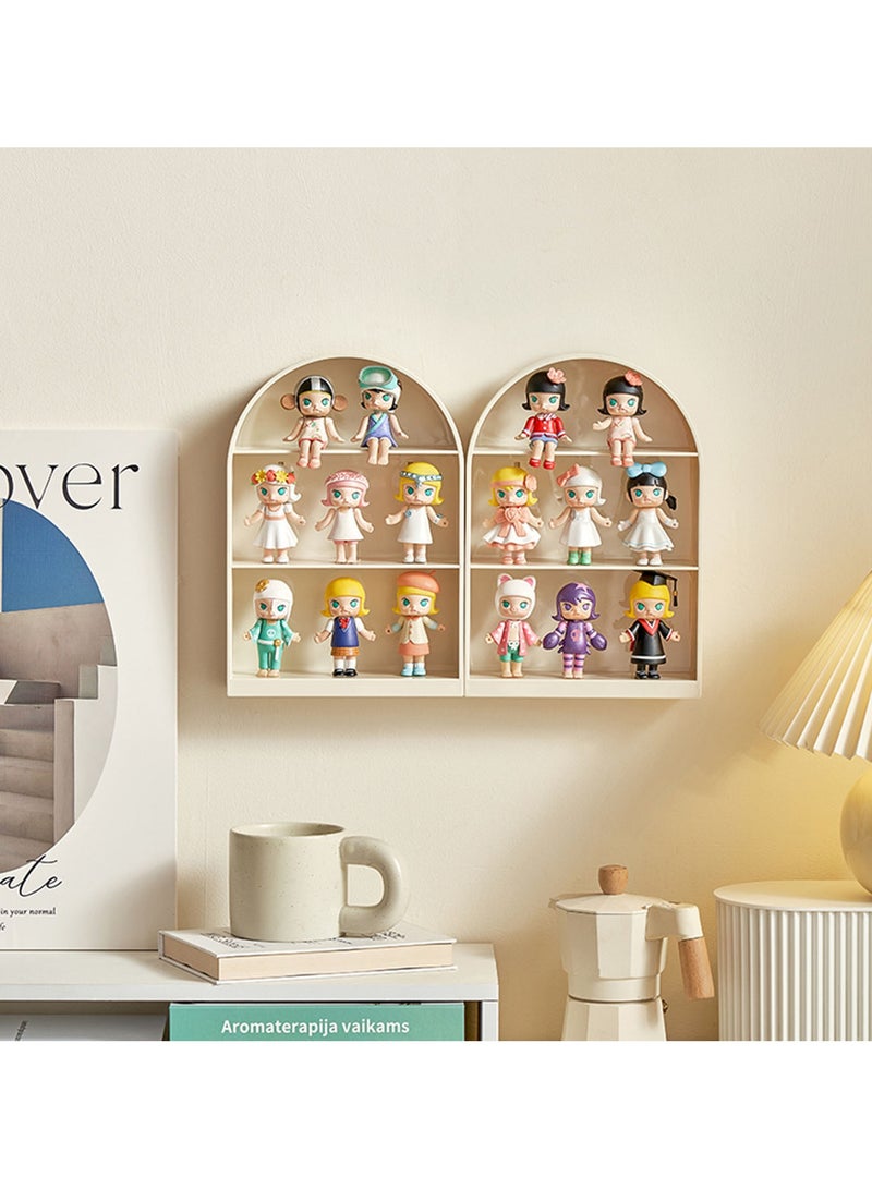 Hihonor Triple Wall Mounted Plastic Character Display Cabinet*2,Toy Window Display Case,Bedroom, Study, Living Room Wall Mounted Closet, White - Image 3