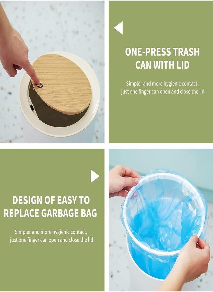Kitchen Trash Can Odor-Resistant Sturdy Tall Bin Household Press-on Trash Canfor Kitchen, Bathroom, Bedroom, Living Room, Office, Outdoor