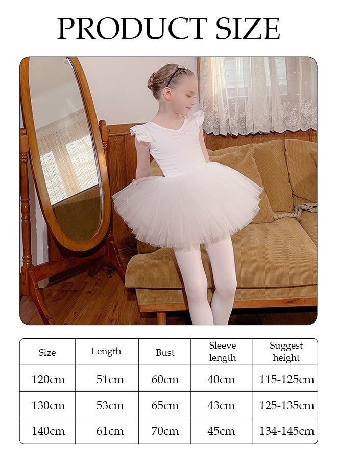 DUNISO Girls Ballet Dresses Leotards with Skirt Dance Dress Ballerina Tutu Outfit Cotton Dress Ballet Skirt Mini Skirt Princess Dresses Dance Wear Clothes for Little Girl with Short sleeve  - Image 4