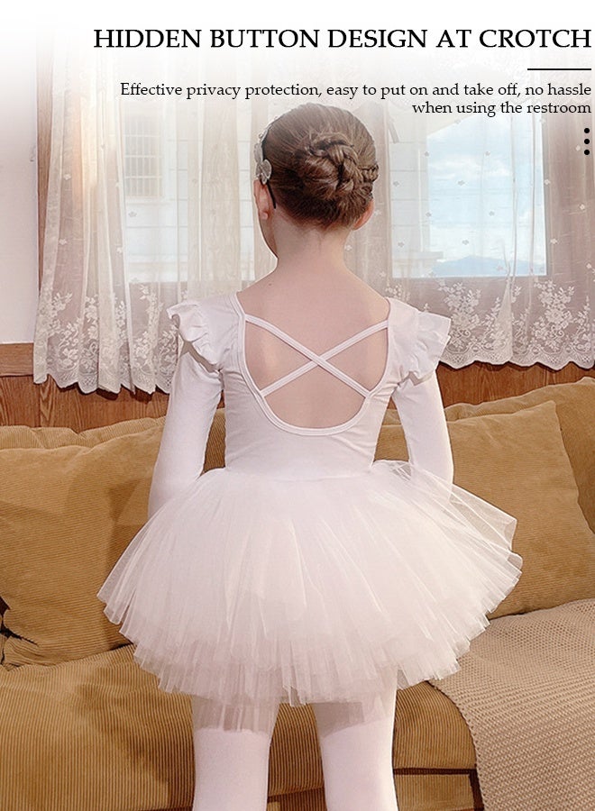 DUNISO فساتين الباليه للفتيات ثياب مع تنورة فستان رقص راقصة الباليه توتو الزي القطن فستان الباليه تنورة صغيرة تنورة الأميرة فساتين ملابس الرقص لفتاة صغيرة بأكمام قصيرة - Image 3