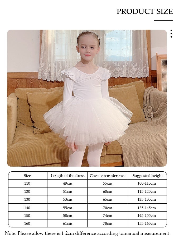 DUNISO فساتين الباليه للفتيات ثياب مع تنورة فستان رقص راقصة الباليه توتو الزي القطن فستان الباليه تنورة صغيرة تنورة الأميرة فساتين ملابس الرقص لفتاة صغيرة بأكمام قصيرة - Image 2