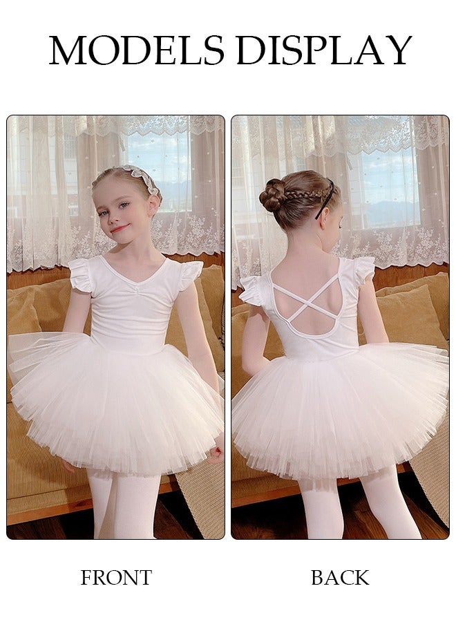 DUNISO Girls Ballet Dresses Leotards with Skirt Dance Dress Ballerina Tutu Outfit Cotton Dress Ballet Skirt Mini Skirt Princess Dresses Dance Wear Clothes for Little Girl with Short sleeve  - Image 2