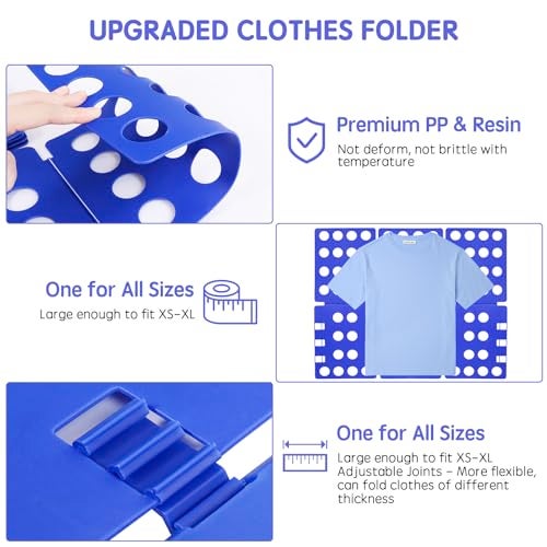 GYE T Shirt Folder T Shirt Folding Board T Shirt Clothes Folder Laundry Organizer Durable Tool Plastic Easy and Fast Folding Board for Kid Children and Adult Plastic Folding Helper Blue - Image 2