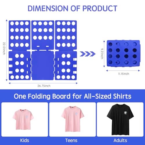 GYE T Shirt Folder T Shirt Folding Board T Shirt Clothes Folder Laundry Organizer Durable Tool Plastic Easy and Fast Folding Board for Kid Children and Adult Plastic Folding Helper Blue - Image 3