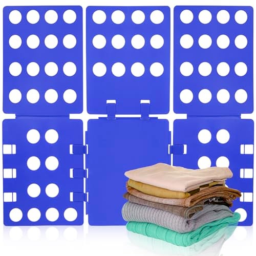 GYE T Shirt Folder T Shirt Folding Board T Shirt Clothes Folder Laundry Organizer Durable Tool Plastic Easy and Fast Folding Board for Kid Children and Adult Plastic Folding Helper Blue - Image 1