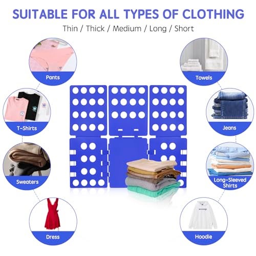 GYE T Shirt Folder T Shirt Folding Board T Shirt Clothes Folder Laundry Organizer Durable Tool Plastic Easy and Fast Folding Board for Kid Children and Adult Plastic Folding Helper Blue - Image 5