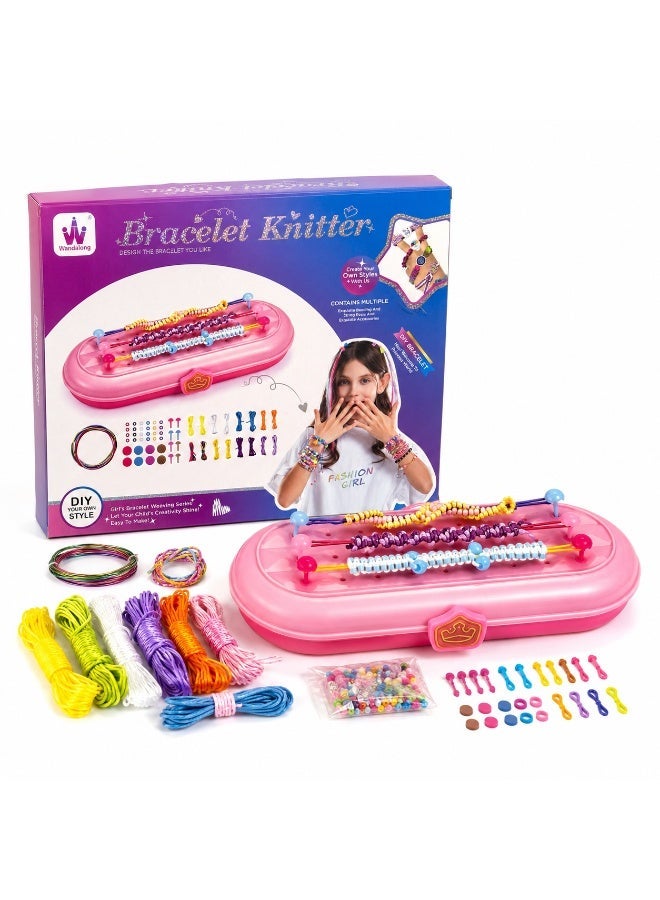 Twisoo DIY Friendship Bracelet Making Kit for Girls – Bracelet Knitter Weaving Loom Tool with Colorful Strings, Beads & Pegs – Arts & Crafts Jewelry Maker Toy Gift for Kids - Image 1