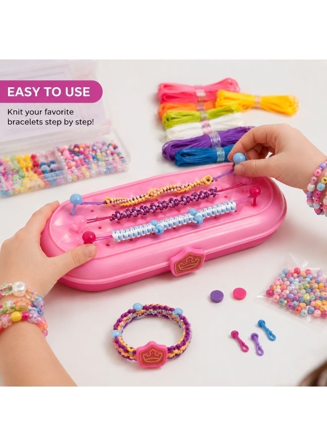 Twisoo DIY Friendship Bracelet Making Kit for Girls – Bracelet Knitter Weaving Loom Tool with Colorful Strings, Beads & Pegs – Arts & Crafts Jewelry Maker Toy Gift for Kids - Image 5