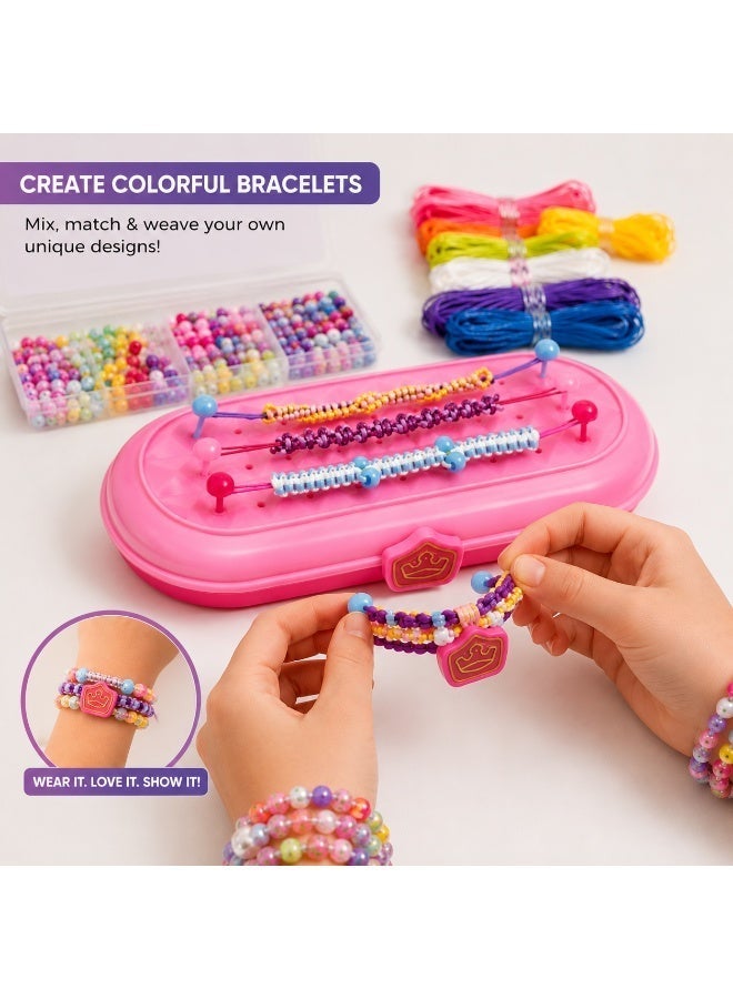 Twisoo DIY Friendship Bracelet Making Kit for Girls – Bracelet Knitter Weaving Loom Tool with Colorful Strings, Beads & Pegs – Arts & Crafts Jewelry Maker Toy Gift for Kids - Image 4