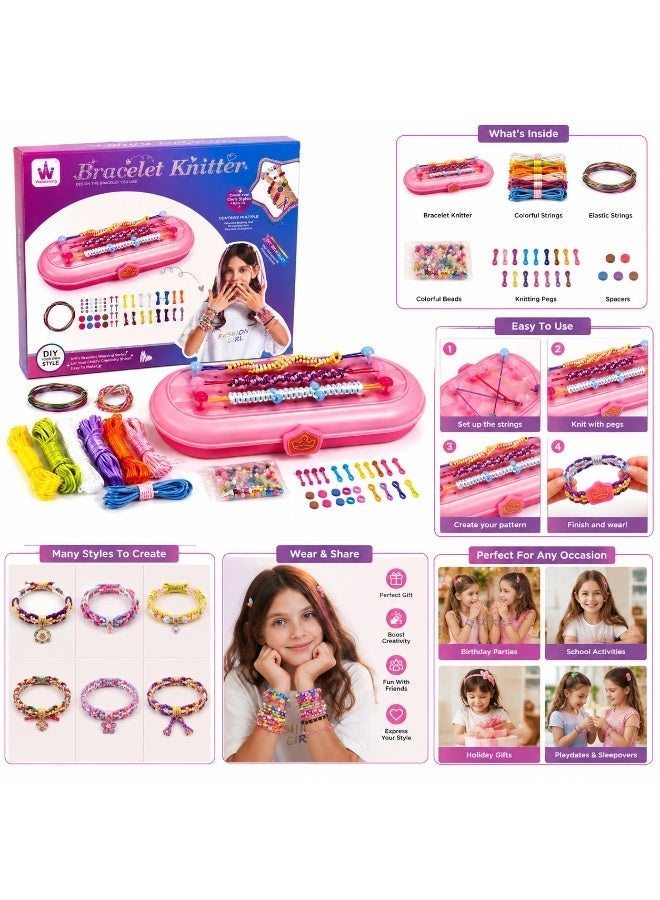 Twisoo DIY Friendship Bracelet Making Kit for Girls – Bracelet Knitter Weaving Loom Tool with Colorful Strings, Beads & Pegs – Arts & Crafts Jewelry Maker Toy Gift for Kids - Image 2