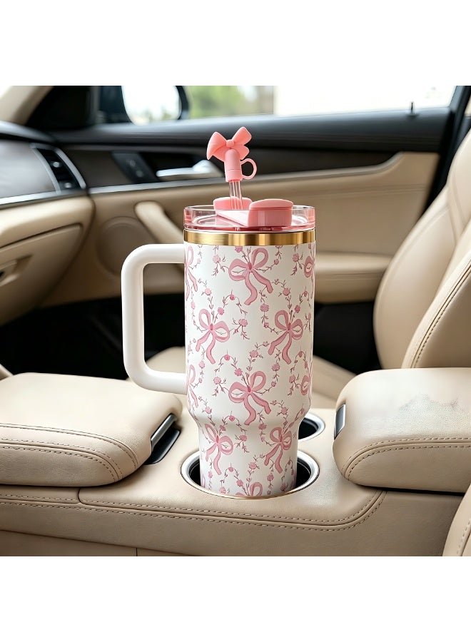 ZERIFAM Tumbler Cup with Handle, Insulated Tumblers with Lid and Straw, Double Wall Insulated Cup Stainless Steel Travel Mug, For Water, Iced Tea or Coffee, Smoothie and More, 40 Oz - Image 1