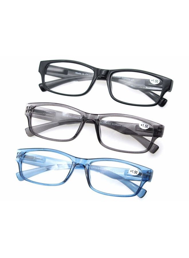 MODFANS Set of Mixed Colors of Reading Glasses with Spring Hinges Vintage Quality Comfort for Men and Women, 3 Pack Mix Color, Medium - Image 2