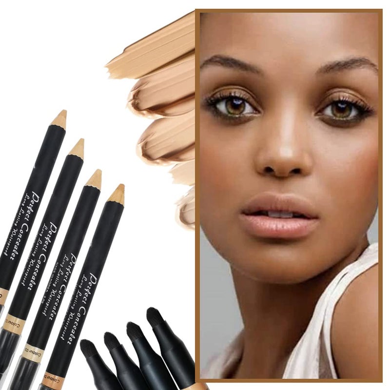 AKARY Face Full Range of Concealers Pencil for Face, 2 in 1 Dual-Sided Eyebrow Face Concealer Crayon Highlighter Stick, Professional Waterproof Foundation Concealer for Eye Dark Circles, Acne Marks, Concealer Pencil with Brush for Men and Women (#1 Soft skin tone) - Image 4